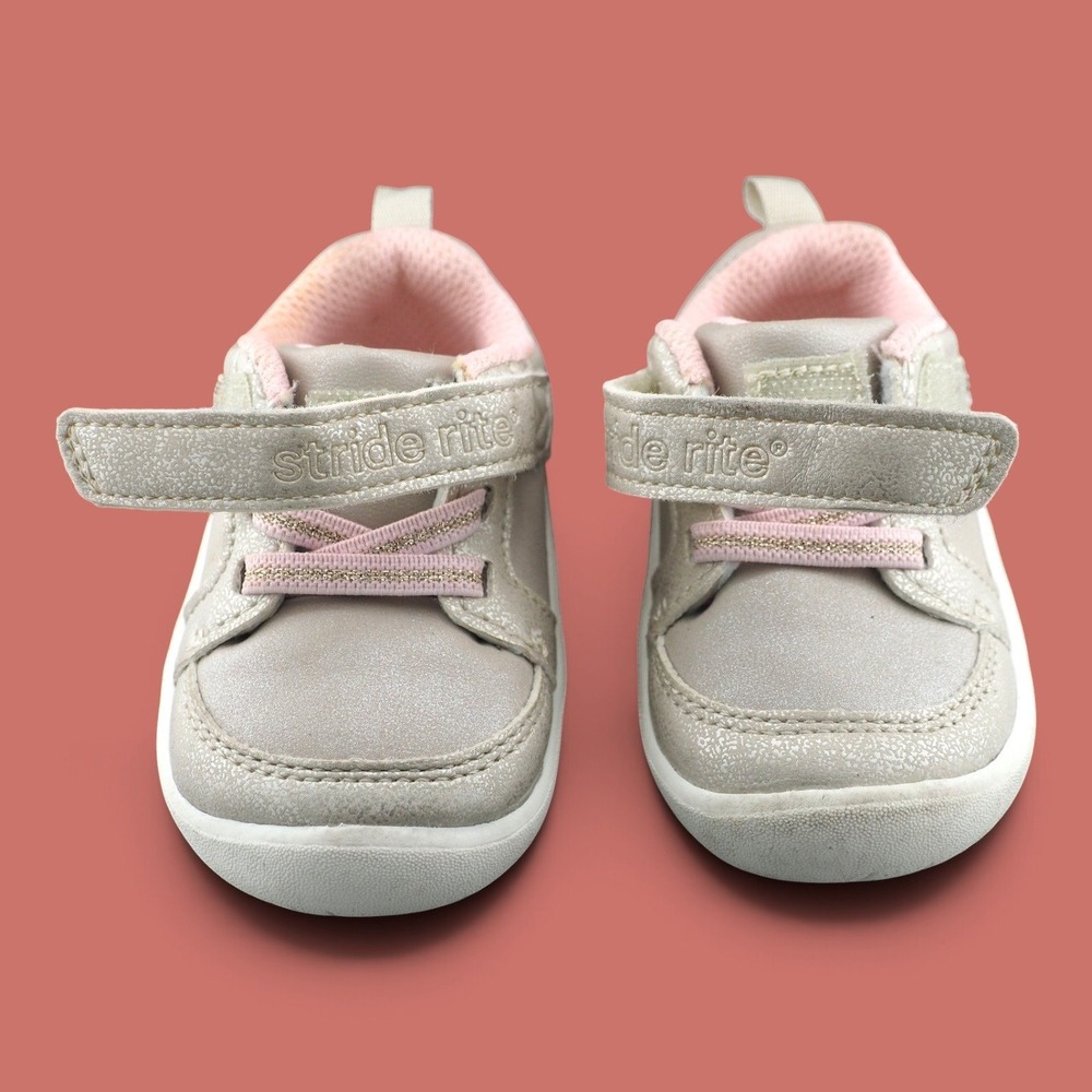 Stride Rite Munchkin Toddler Girls Metallic Champagne Pink Sneakers Size 3M